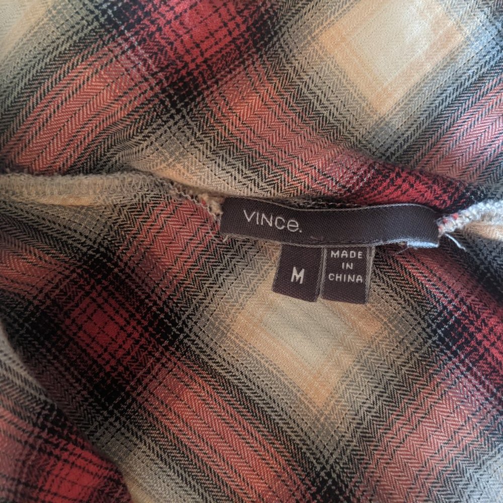 Vince Plaid Button-Down Blouse - Medium - image 4